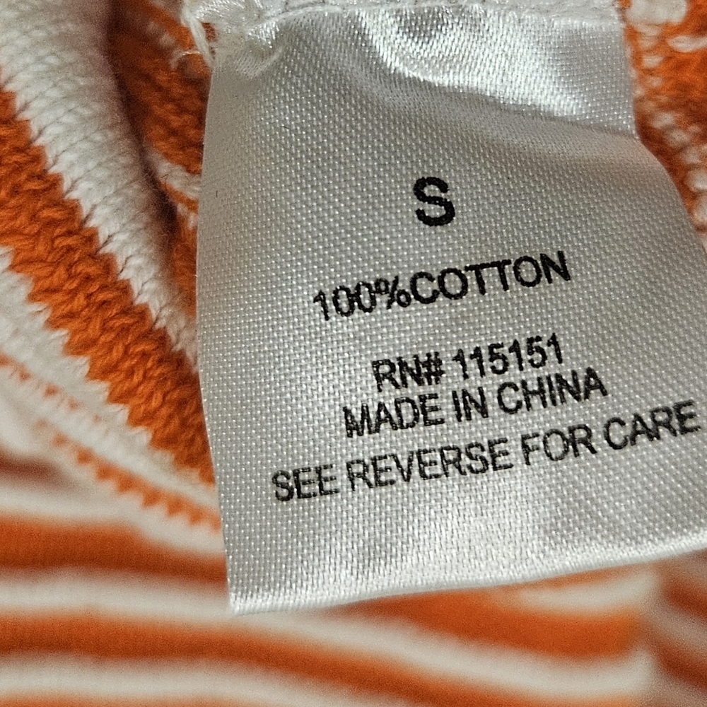 Orange Ribbed knit striped 2 pcs set Cotton long sleeves tops mini Skirt size S - Picture 9 of 12